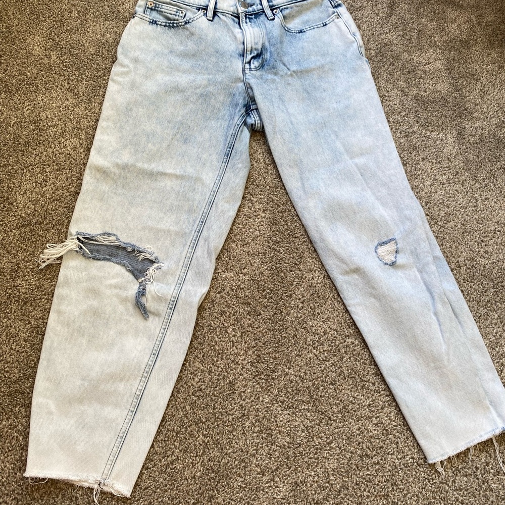 Calvin Klein Jeans Pale Blue Ripped Boyfriend Jeans